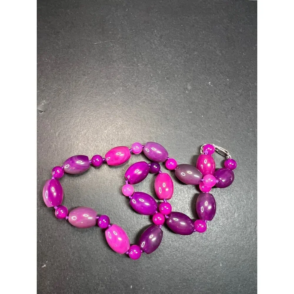NEW purple agate 18 inch necklace with sterling silver clasp